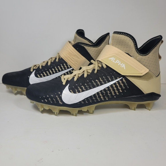 Nike Alpha Menace Pro 2 Mid Black Gold Football Cleats BV3945-700 NEW saints - Picture 2 of 11